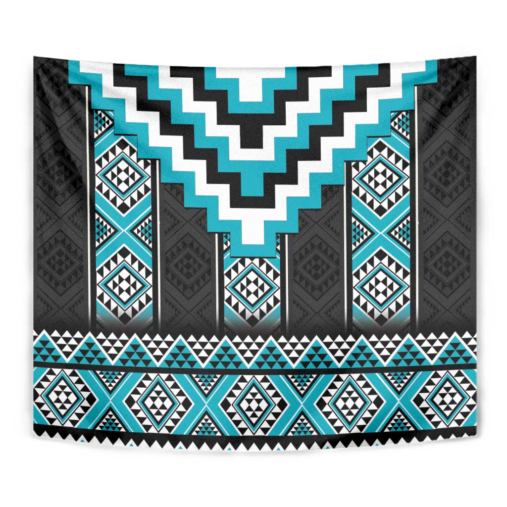 Turquoise Taniko Pattern Aotearoa Tapestry Niho Taniwha Mix Poutama - Vibe Hoodie Shop