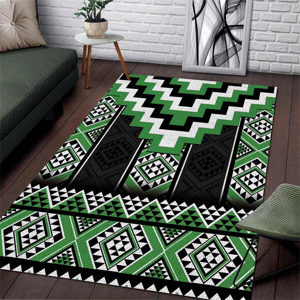 Green Taniko Pattern Aotearoa Area Rug Niho Taniwha Mix Poutama - Vibe Hoodie Shop