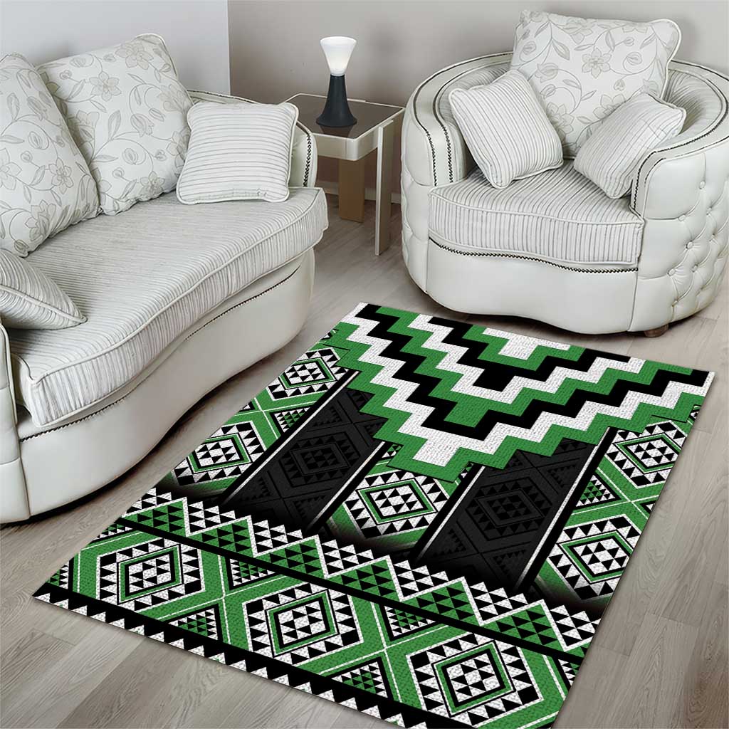 Green Taniko Pattern Aotearoa Area Rug Niho Taniwha Mix Poutama - Vibe Hoodie Shop