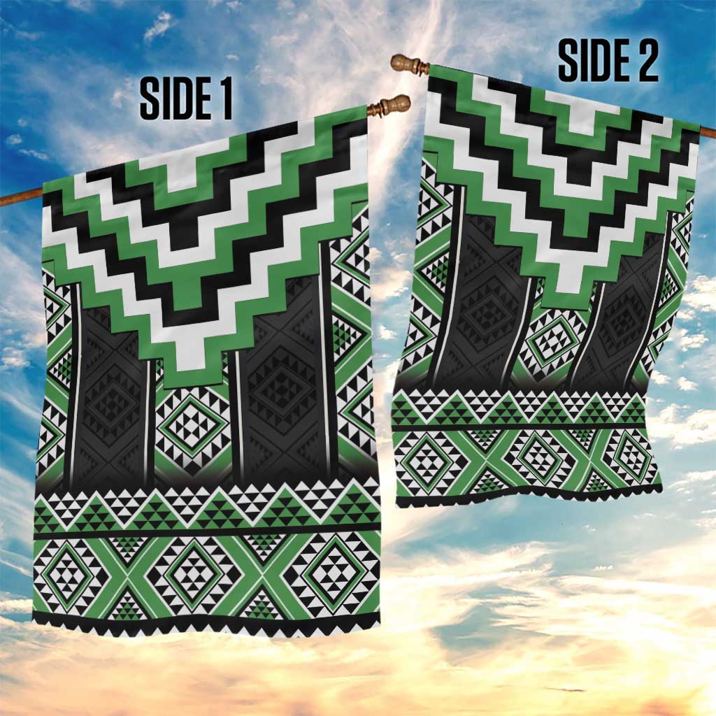 Green Taniko Pattern Aotearoa Garden Flag Niho Taniwha Mix Poutama - Vibe Hoodie Shop