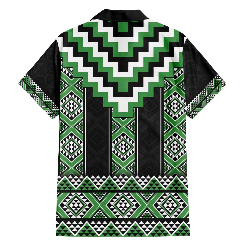 Green Taniko Pattern Aotearoa Hawaiian Shirt Niho Taniwha Mix Poutama - Vibe Hoodie Shop