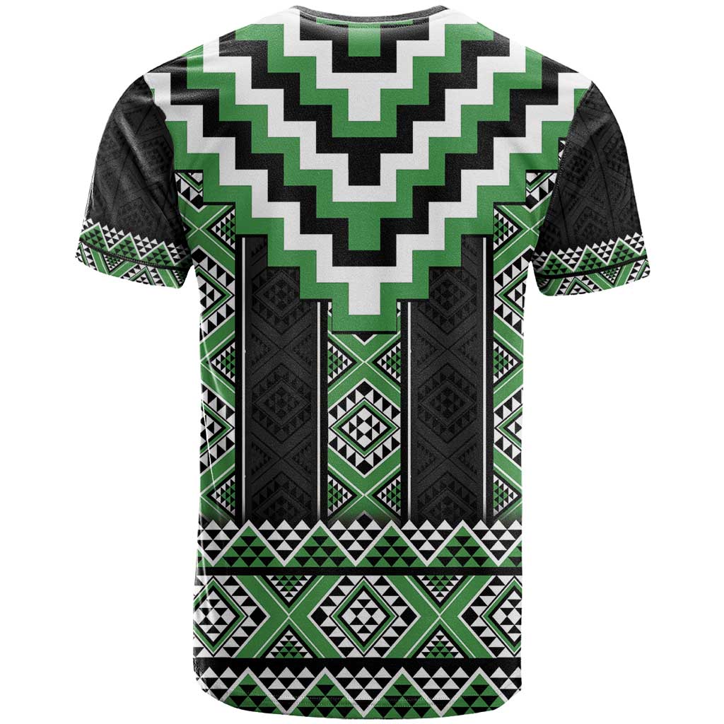 Green Taniko Pattern Aotearoa T Shirt Niho Taniwha Mix Poutama - Vibe Hoodie Shop