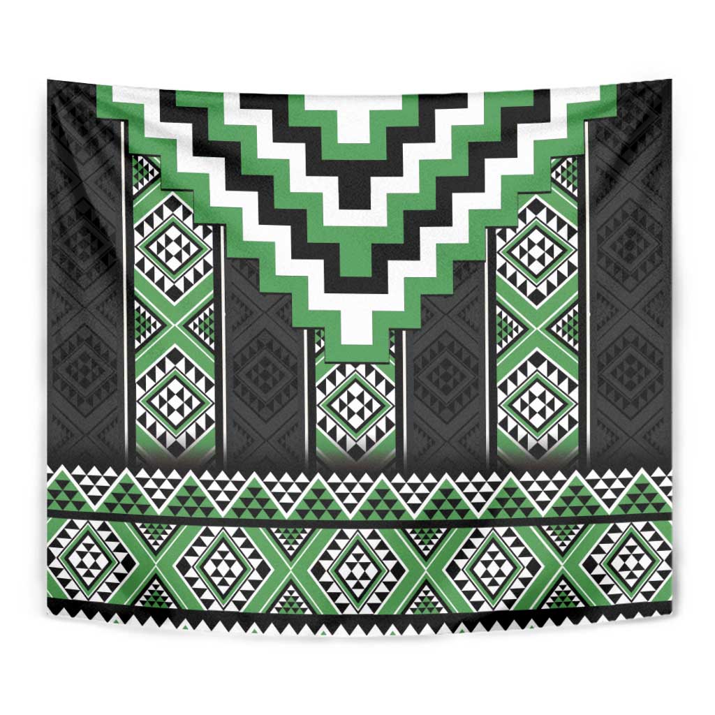 Green Taniko Pattern Aotearoa Tapestry Niho Taniwha Mix Poutama - Vibe Hoodie Shop