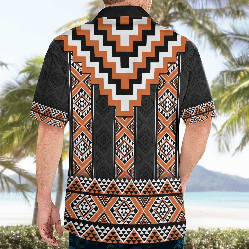 Orange Taniko Pattern Aotearoa Hawaiian Shirt Niho Taniwha Mix Poutama - Vibe Hoodie Shop