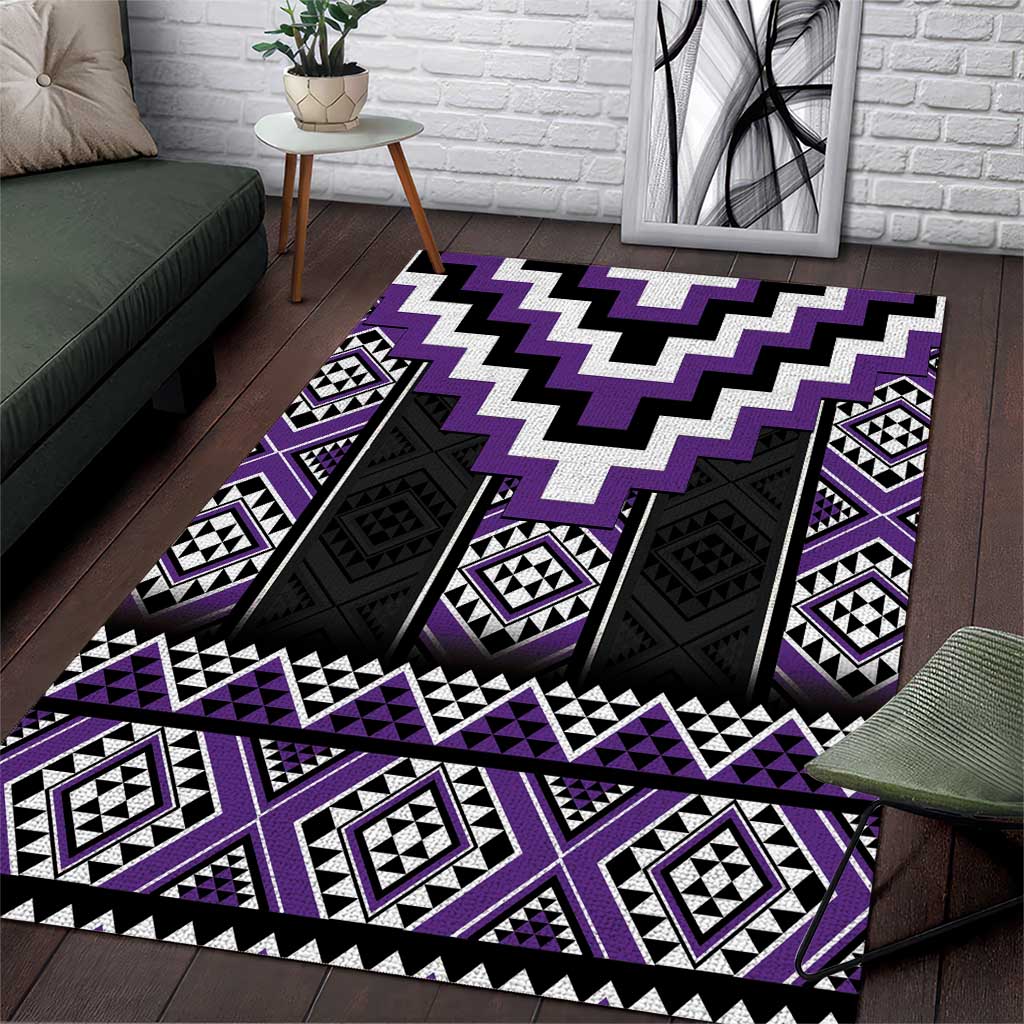 Purple Taniko Pattern Aotearoa Area Rug Niho Taniwha Mix Poutama - Vibe Hoodie Shop