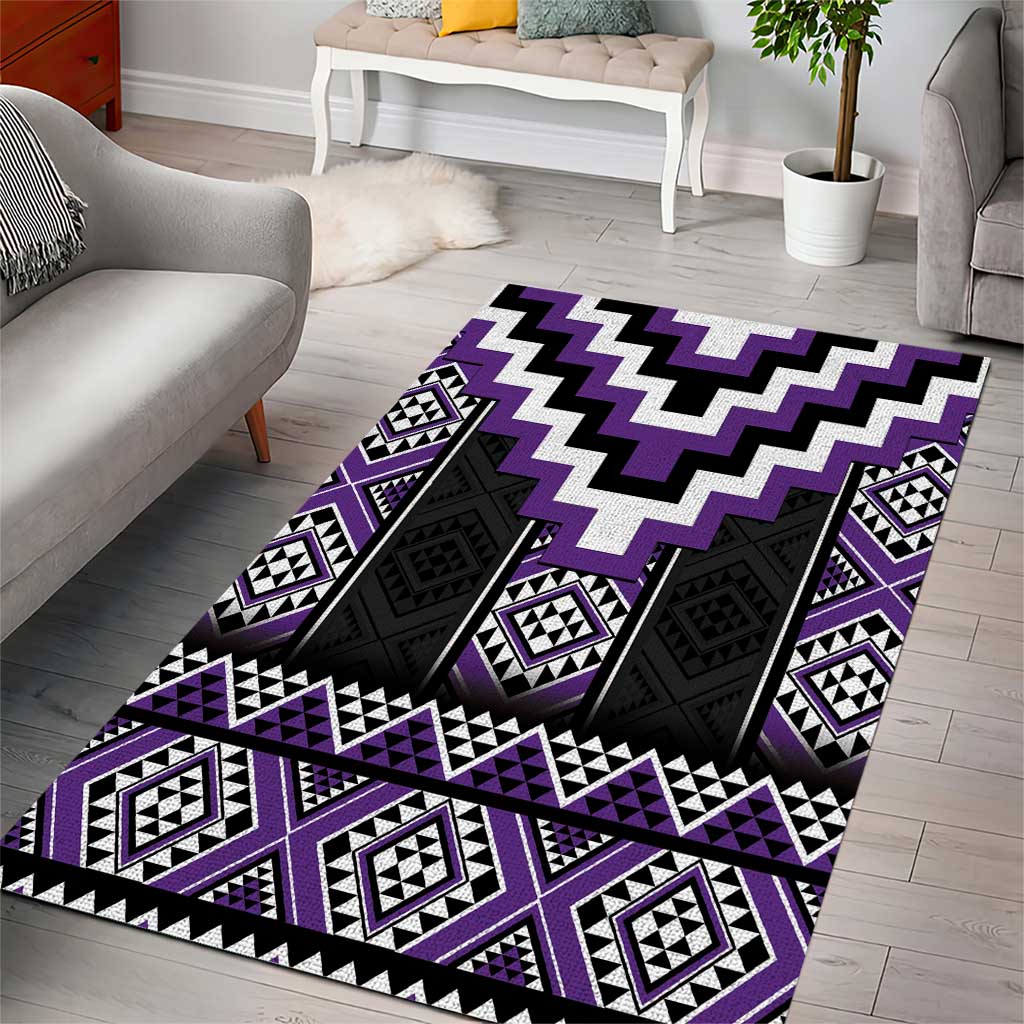 Purple Taniko Pattern Aotearoa Area Rug Niho Taniwha Mix Poutama - Vibe Hoodie Shop