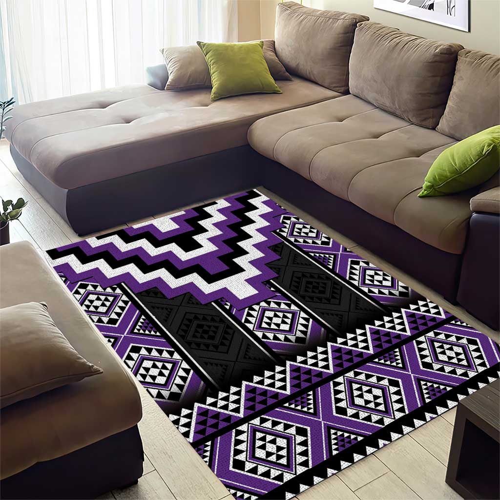 Purple Taniko Pattern Aotearoa Area Rug Niho Taniwha Mix Poutama - Vibe Hoodie Shop