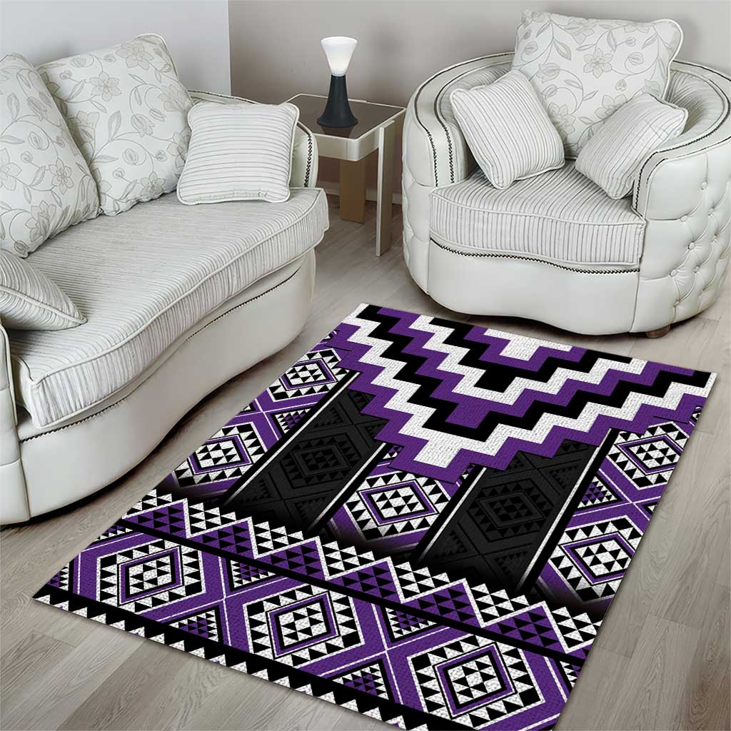 Purple Taniko Pattern Aotearoa Area Rug Niho Taniwha Mix Poutama - Vibe Hoodie Shop