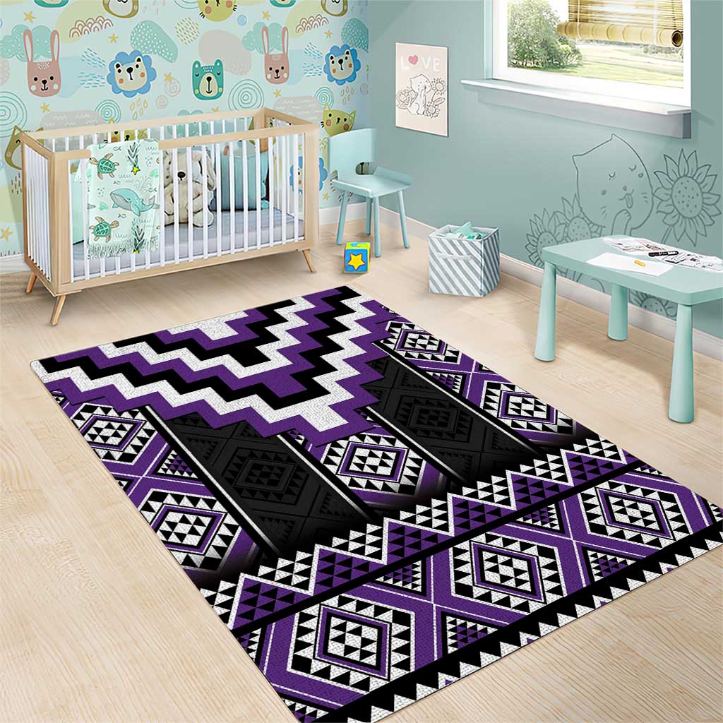 Purple Taniko Pattern Aotearoa Area Rug Niho Taniwha Mix Poutama - Vibe Hoodie Shop