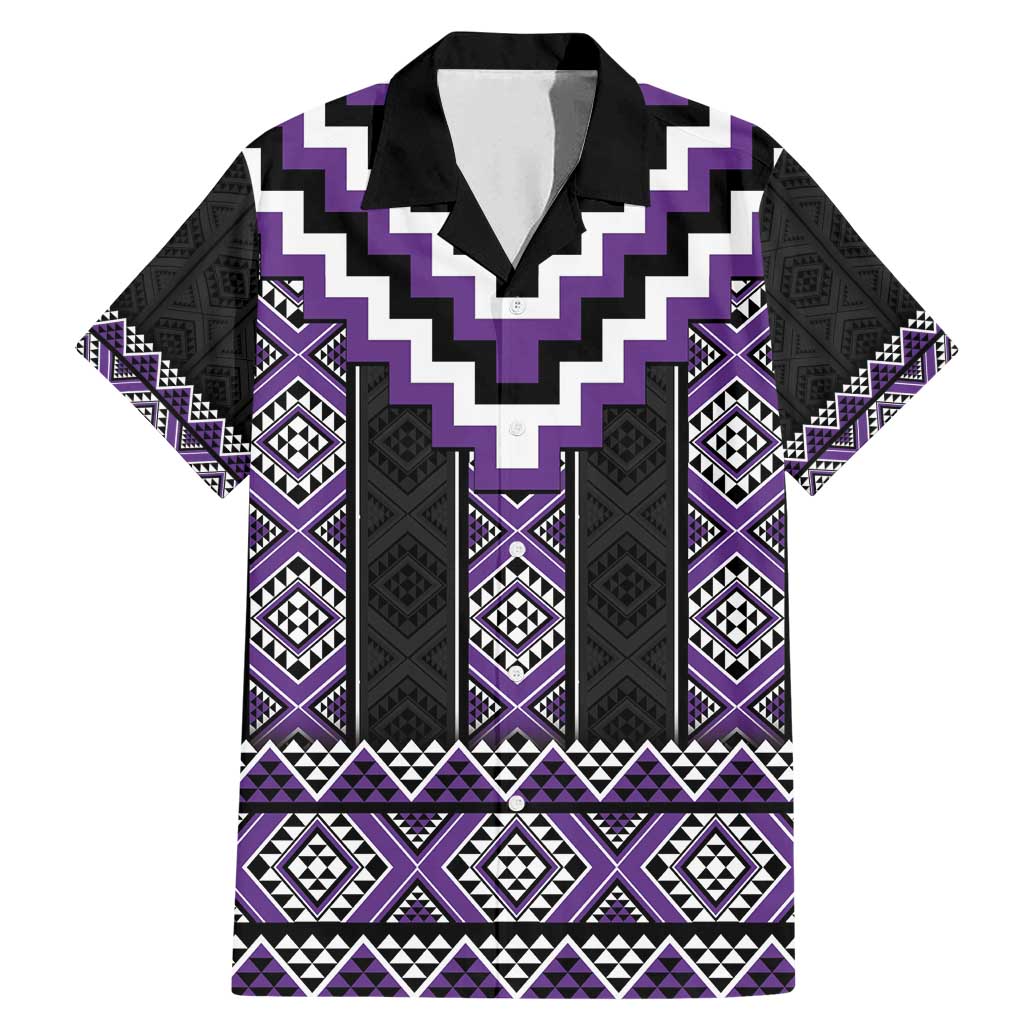 Purple Taniko Pattern Aotearoa Family Matching Mermaid Dress and Hawaiian Shirt Niho Taniwha Mix Poutama LT14