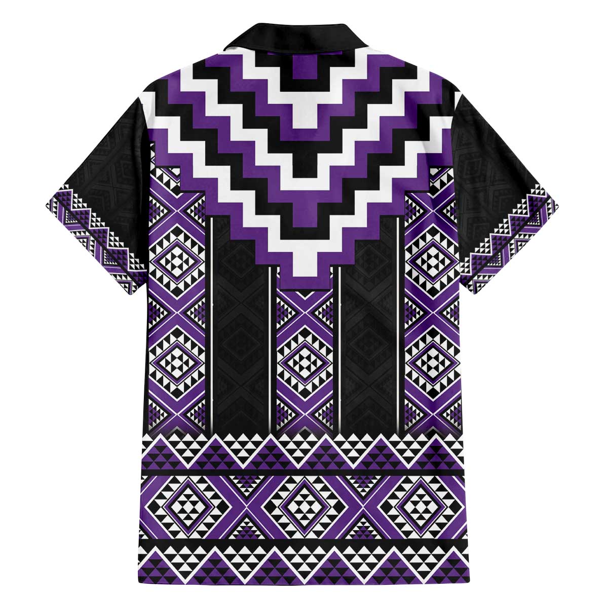 Purple Taniko Pattern Aotearoa Family Matching Off The Shoulder Long Sleeve Dress and Hawaiian Shirt Niho Taniwha Mix Poutama LT14