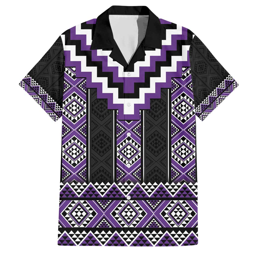 Purple Taniko Pattern Aotearoa Hawaiian Shirt Niho Taniwha Mix Poutama - Vibe Hoodie Shop