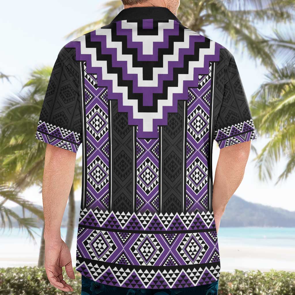 Purple Taniko Pattern Aotearoa Hawaiian Shirt Niho Taniwha Mix Poutama - Vibe Hoodie Shop