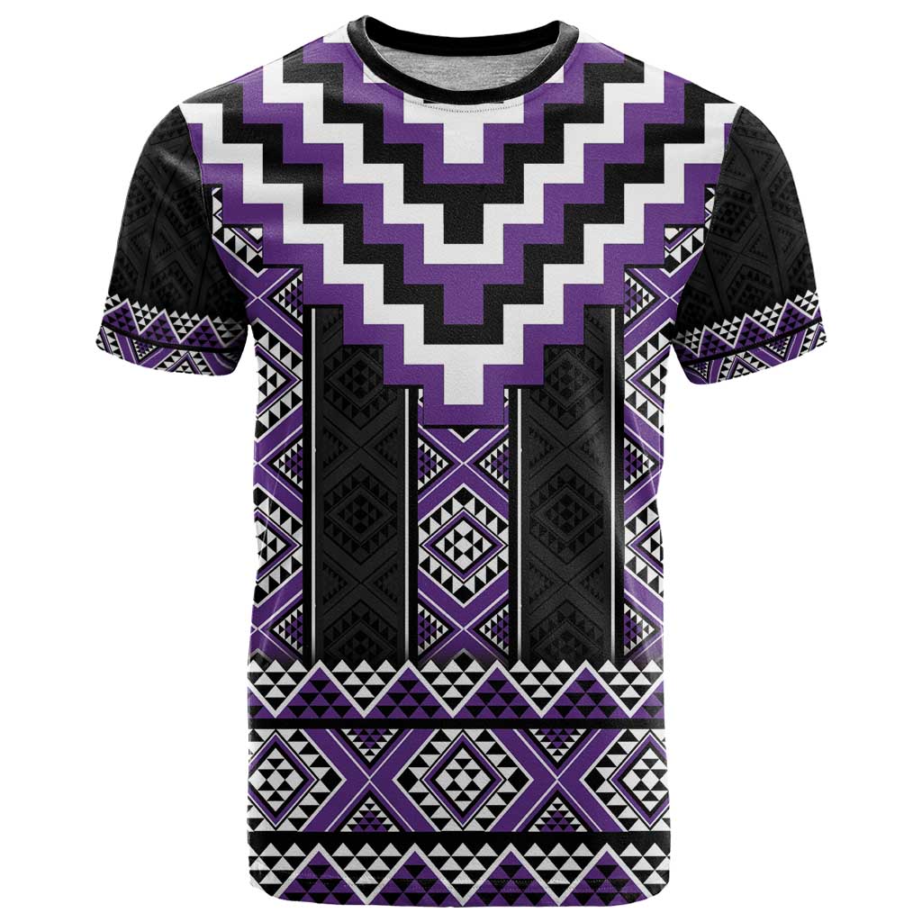 Purple Taniko Pattern Aotearoa T Shirt Niho Taniwha Mix Poutama - Vibe Hoodie Shop