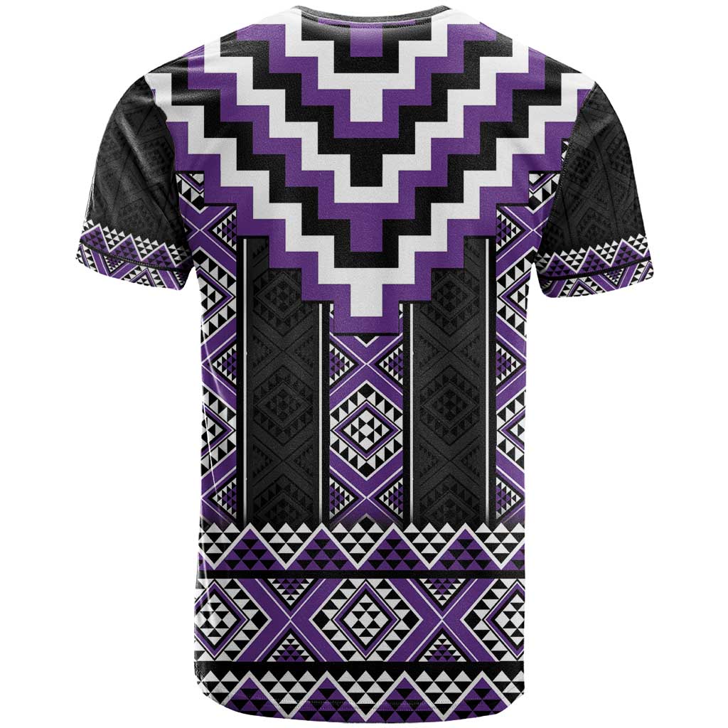 Purple Taniko Pattern Aotearoa T Shirt Niho Taniwha Mix Poutama - Vibe Hoodie Shop