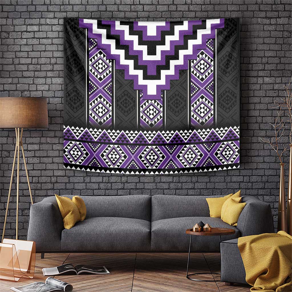 Purple Taniko Pattern Aotearoa Tapestry Niho Taniwha Mix Poutama - Vibe Hoodie Shop