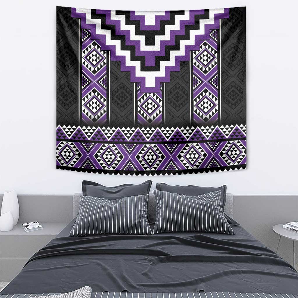 Purple Taniko Pattern Aotearoa Tapestry Niho Taniwha Mix Poutama - Vibe Hoodie Shop