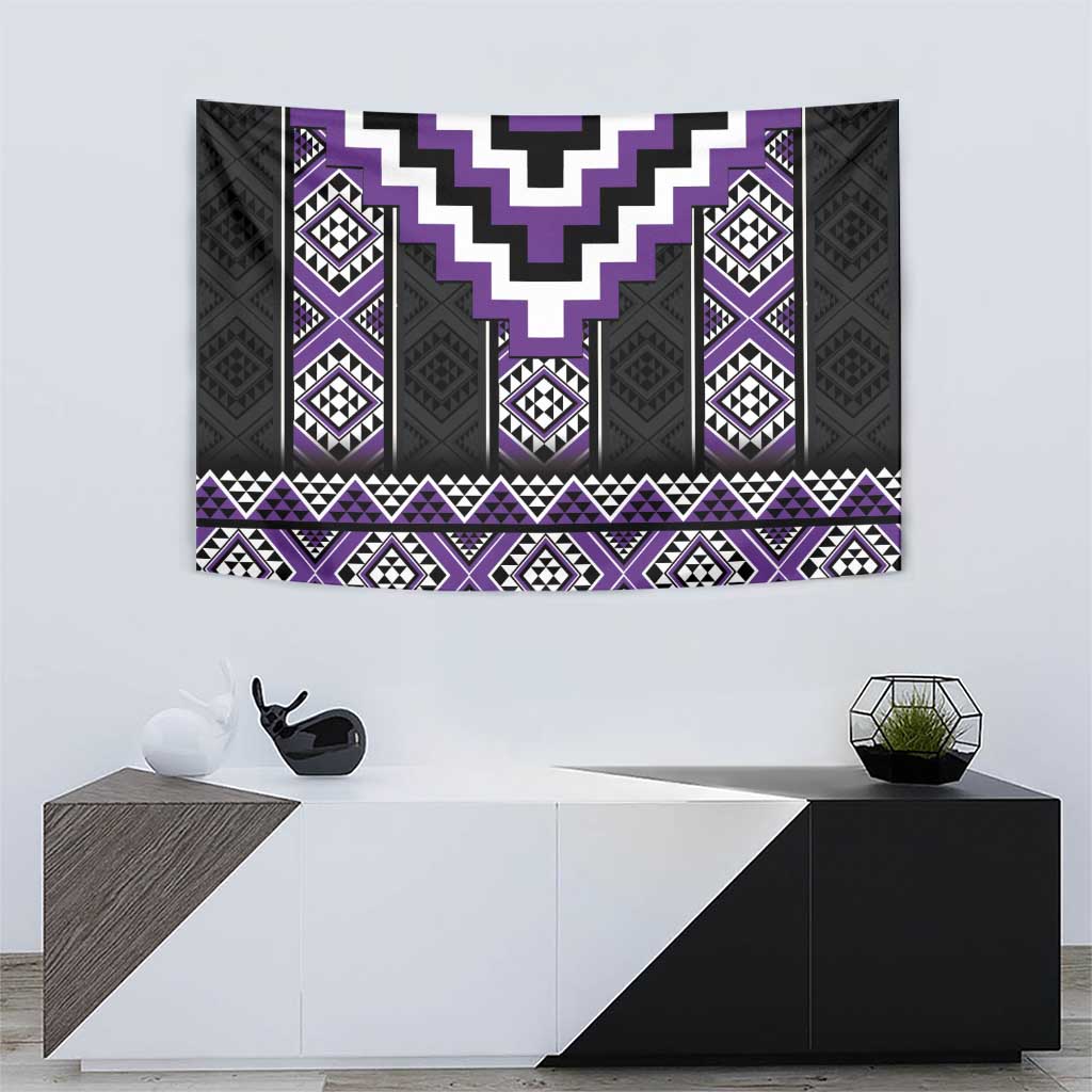 Purple Taniko Pattern Aotearoa Tapestry Niho Taniwha Mix Poutama - Vibe Hoodie Shop