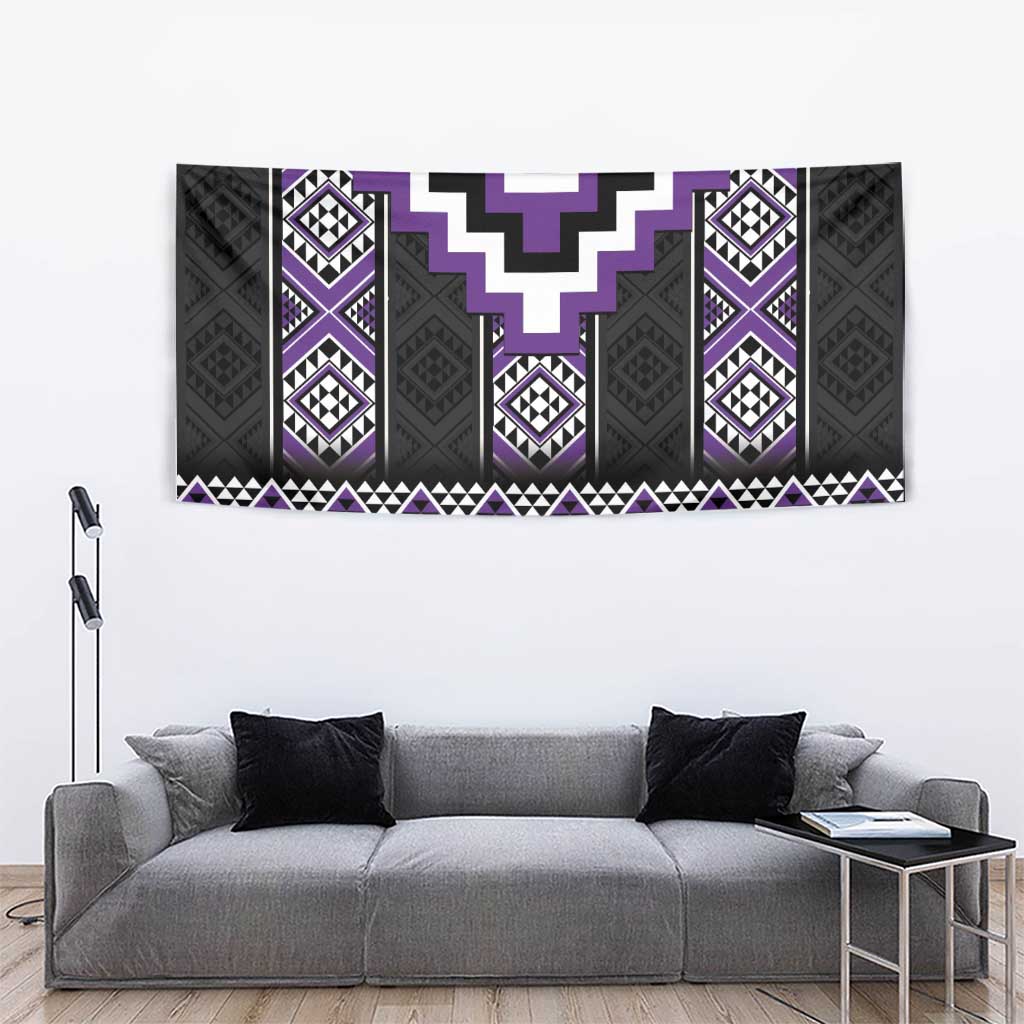 Purple Taniko Pattern Aotearoa Tapestry Niho Taniwha Mix Poutama - Vibe Hoodie Shop