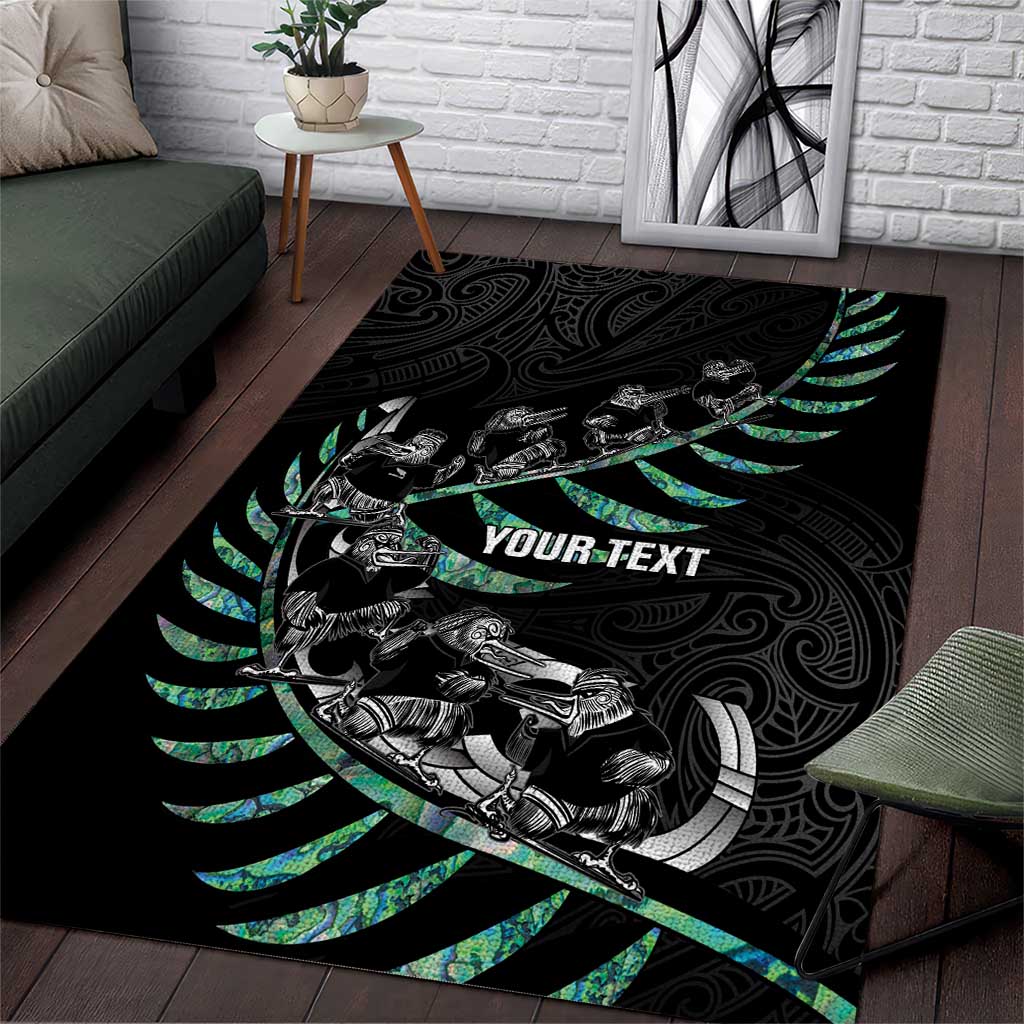 Custom New Zealand Silver Fern Rugby Area Rug Aotearoa Kiwi Maori Pattern - Vibe Hoodie Shop