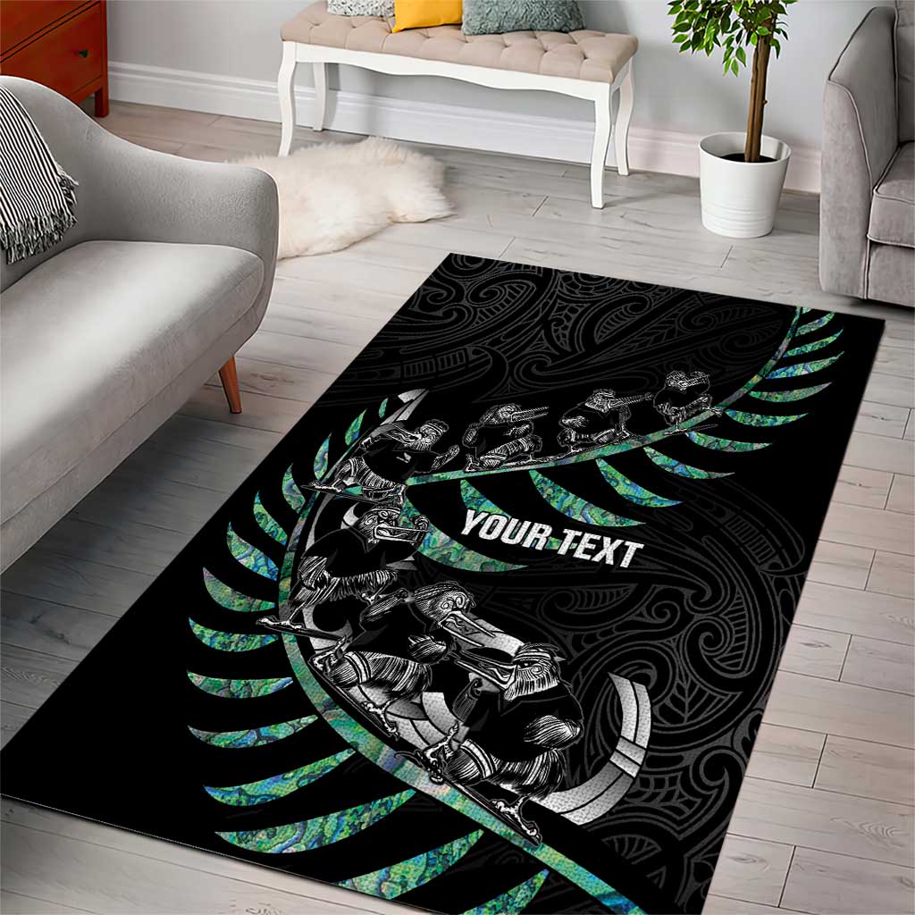 Custom New Zealand Silver Fern Rugby Area Rug Aotearoa Kiwi Maori Pattern - Vibe Hoodie Shop