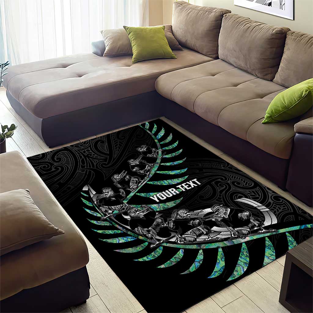 Custom New Zealand Silver Fern Rugby Area Rug Aotearoa Kiwi Maori Pattern - Vibe Hoodie Shop