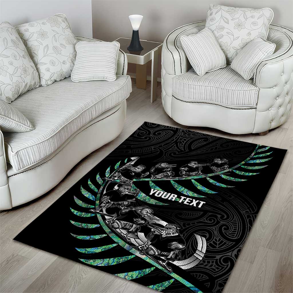 Custom New Zealand Silver Fern Rugby Area Rug Aotearoa Kiwi Maori Pattern - Vibe Hoodie Shop