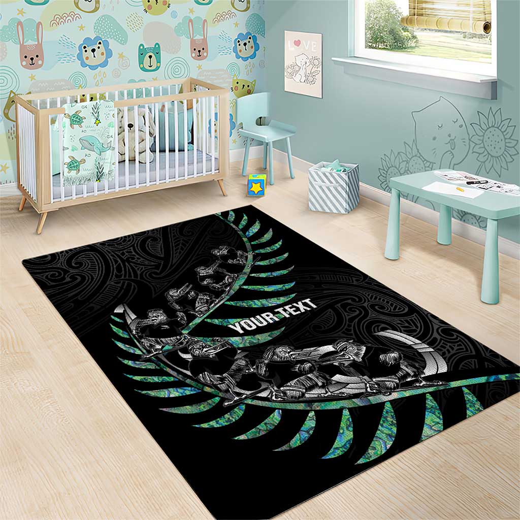 Custom New Zealand Silver Fern Rugby Area Rug Aotearoa Kiwi Maori Pattern - Vibe Hoodie Shop