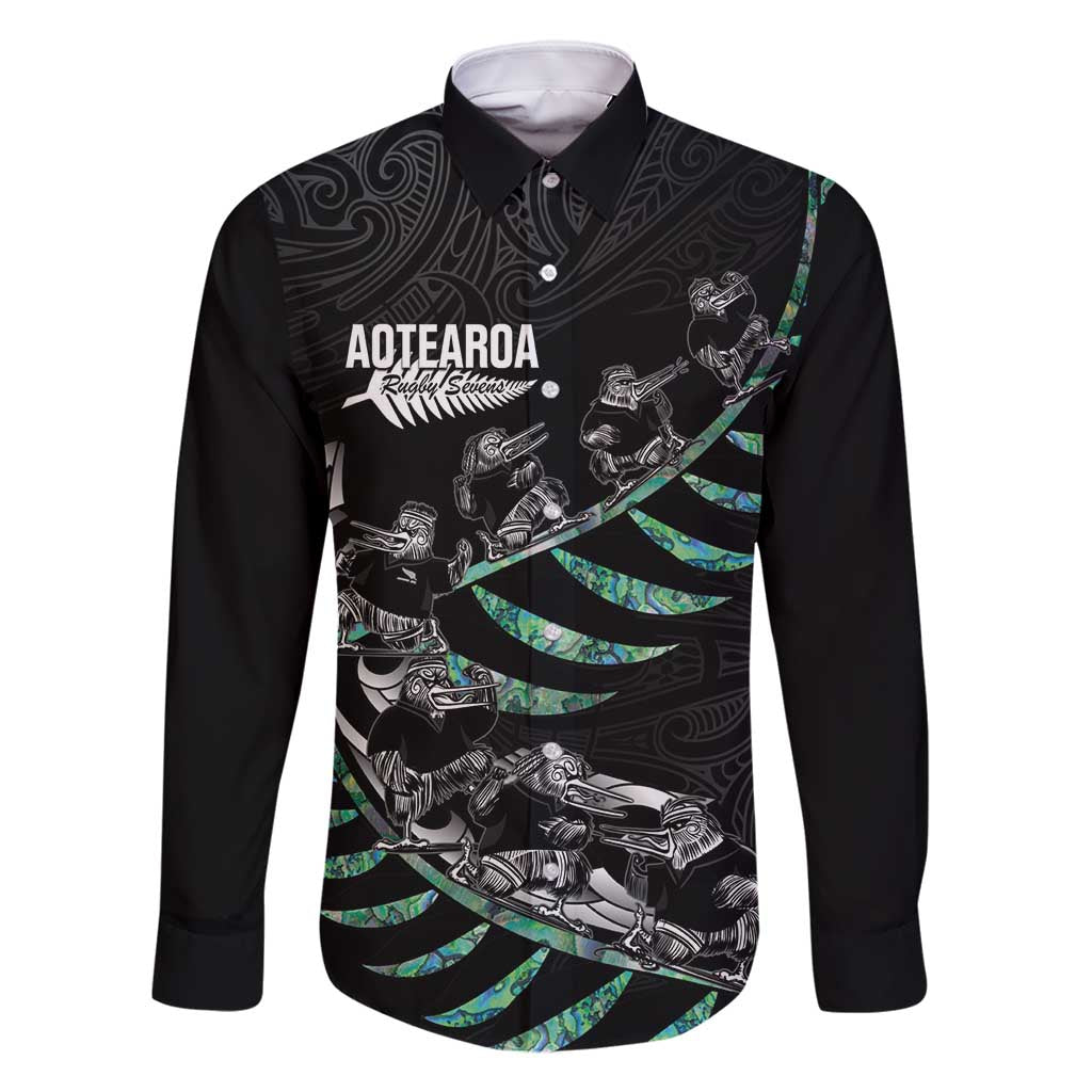 Custom New Zealand Silver Fern Rugby Family Matching Long Sleeve Bodycon Dress and Hawaiian Shirt Aotearoa Kiwi Maori Pattern