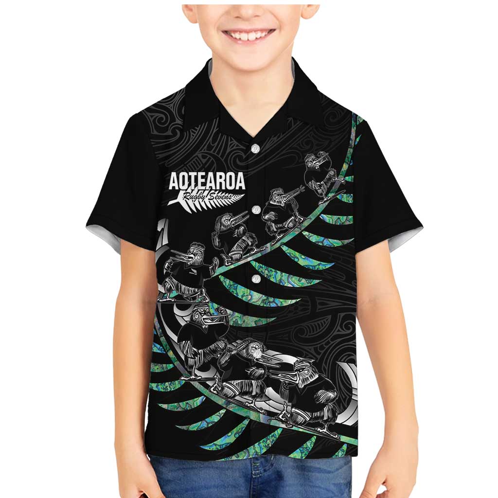 Custom New Zealand Silver Fern Rugby Family Matching Mermaid Dress and Hawaiian Shirt Aotearoa Kiwi Maori Pattern