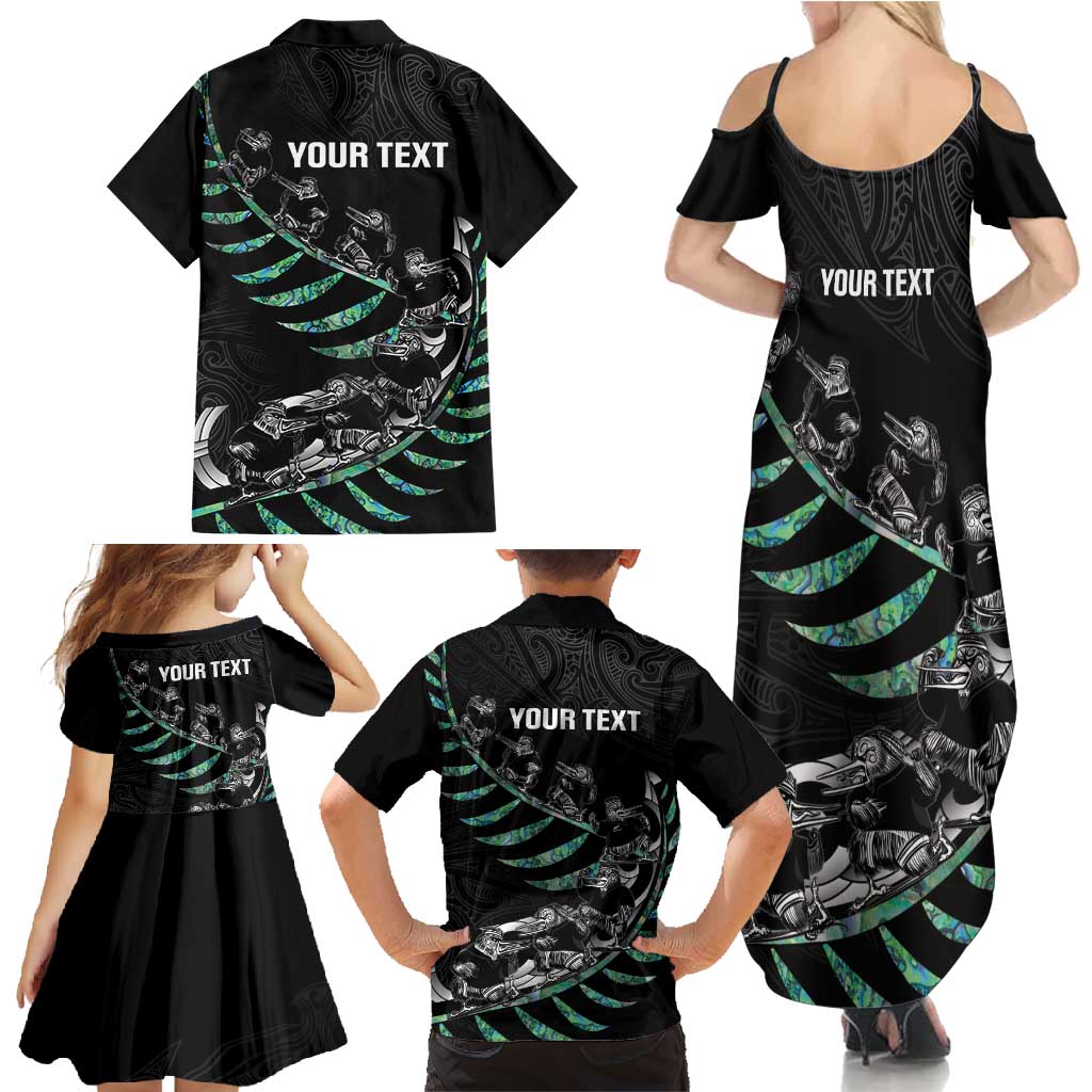 Custom New Zealand Silver Fern Rugby Family Matching Summer Maxi Dress and Hawaiian Shirt Aotearoa Kiwi Maori Pattern