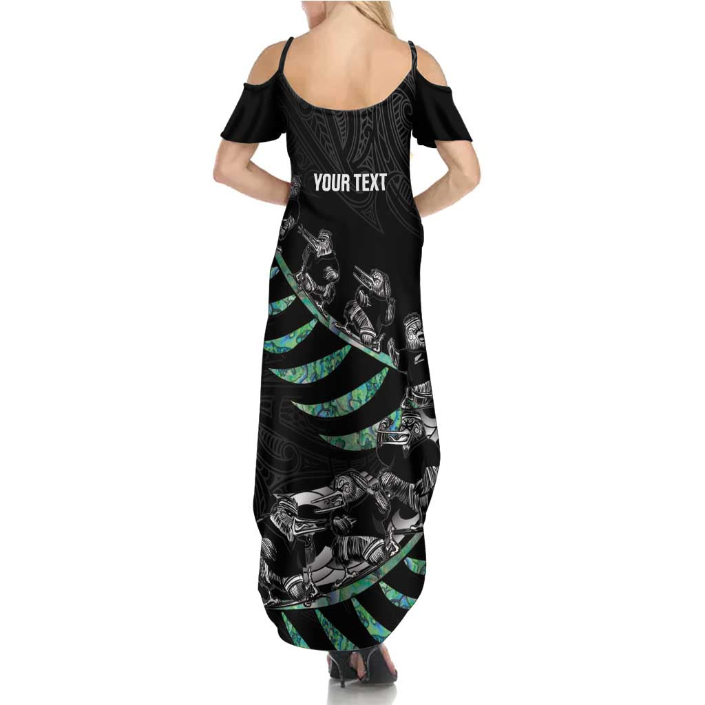 Custom New Zealand Silver Fern Rugby Family Matching Summer Maxi Dress and Hawaiian Shirt Aotearoa Kiwi Maori Pattern