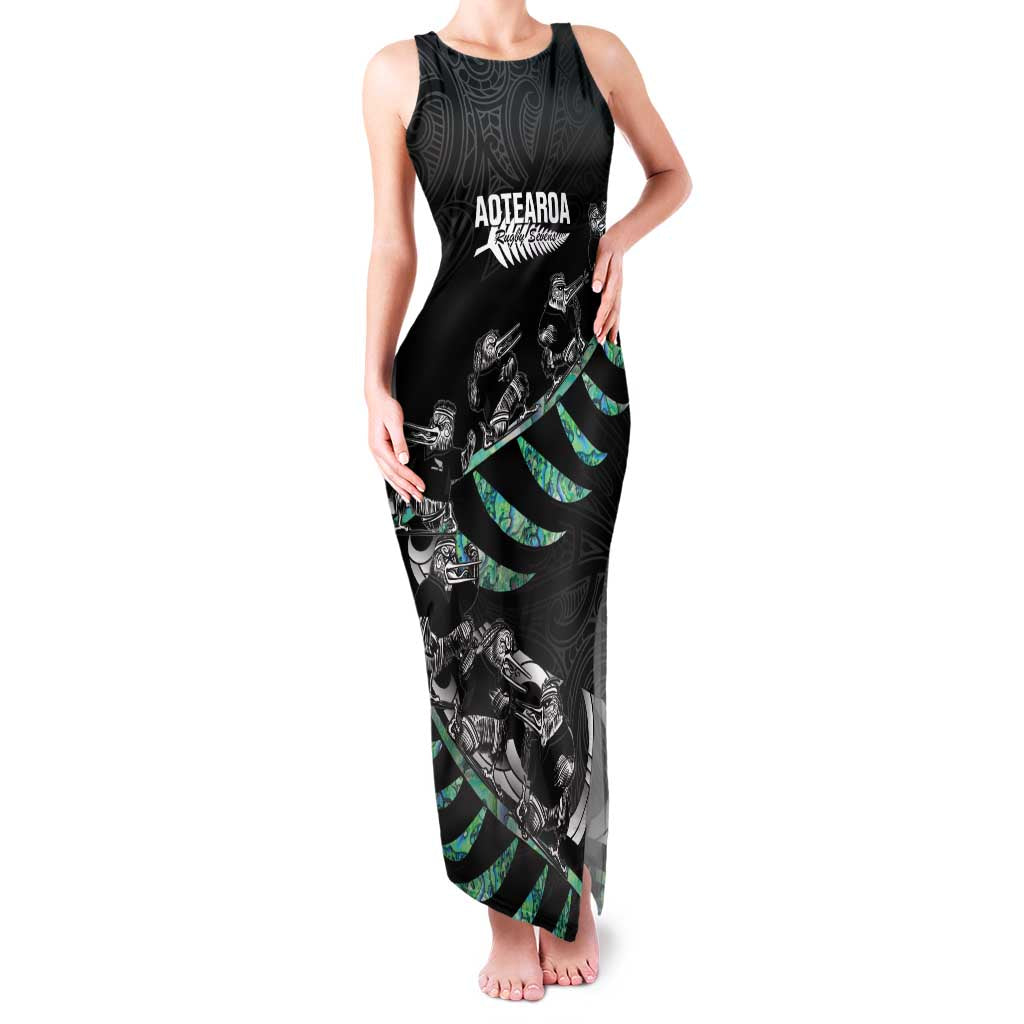 Custom New Zealand Silver Fern Rugby Family Matching Tank Maxi Dress and Hawaiian Shirt Aotearoa Kiwi Maori Pattern