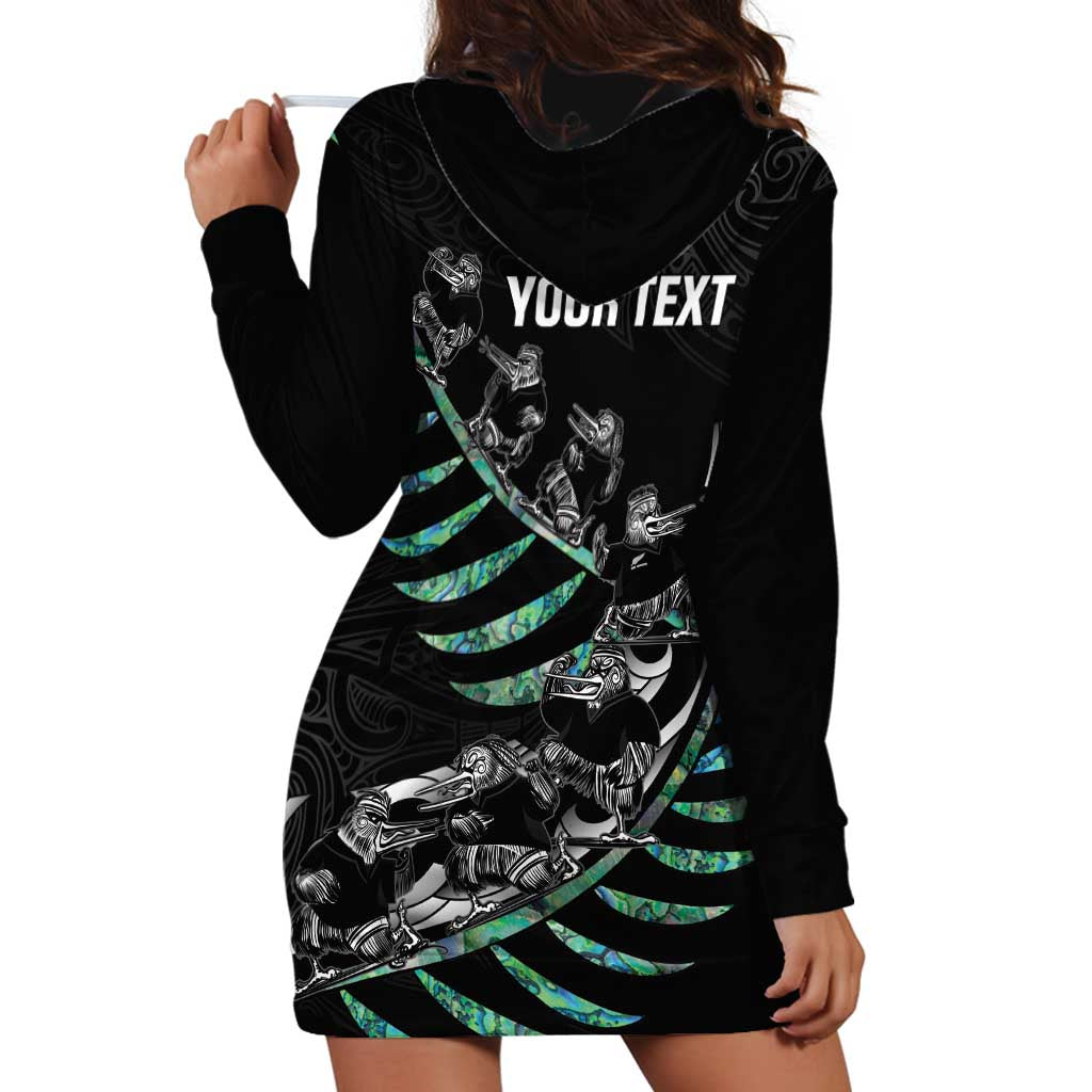 Custom New Zealand Silver Fern Rugby Hoodie Dress Aotearoa Kiwi Maori Pattern - Vibe Hoodie Shop