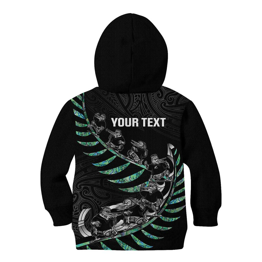 Custom New Zealand Silver Fern Rugby Kid Hoodie Aotearoa Kiwi Maori Pattern - Vibe Hoodie Shop