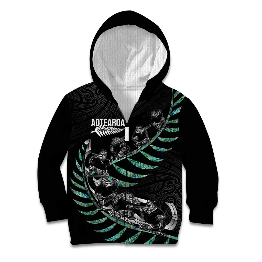 Custom New Zealand Silver Fern Rugby Kid Hoodie Aotearoa Kiwi Maori Pattern - Vibe Hoodie Shop