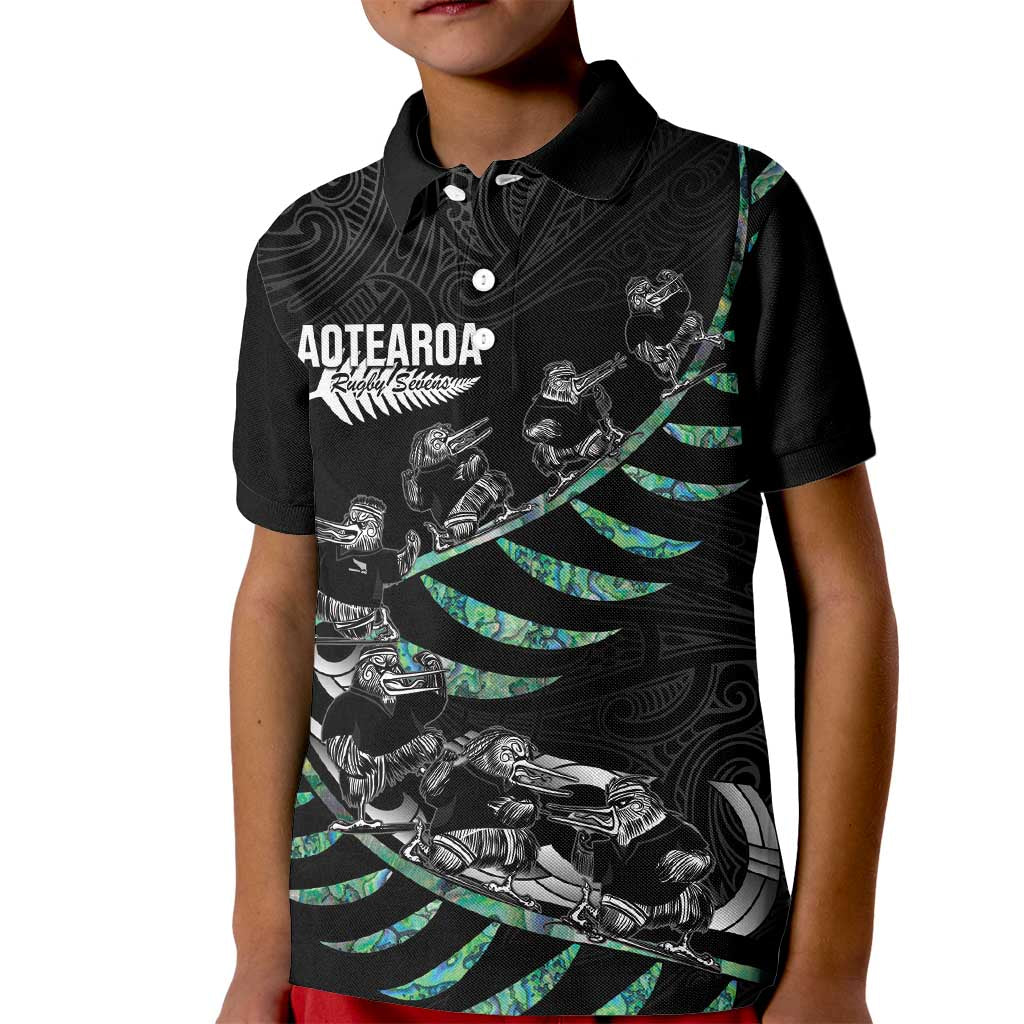 Custom New Zealand Silver Fern Rugby Kid Polo Shirt Aotearoa Kiwi Maori Pattern - Vibe Hoodie Shop