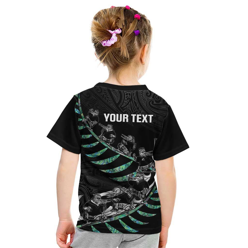 Custom New Zealand Silver Fern Rugby Kid T Shirt Aotearoa Kiwi Maori Pattern - Vibe Hoodie Shop