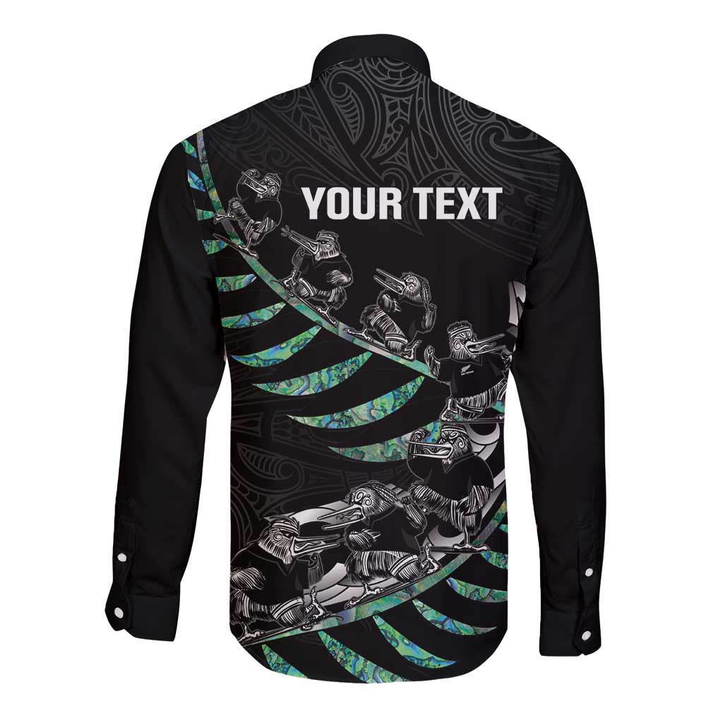 Custom New Zealand Silver Fern Rugby Long Sleeve Button Shirt Aotearoa Kiwi Maori Pattern - Vibe Hoodie Shop