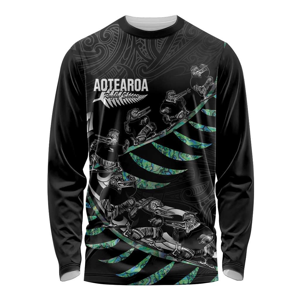 Custom New Zealand Silver Fern Rugby Long Sleeve Shirt Aotearoa Kiwi Maori Pattern - Vibe Hoodie Shop