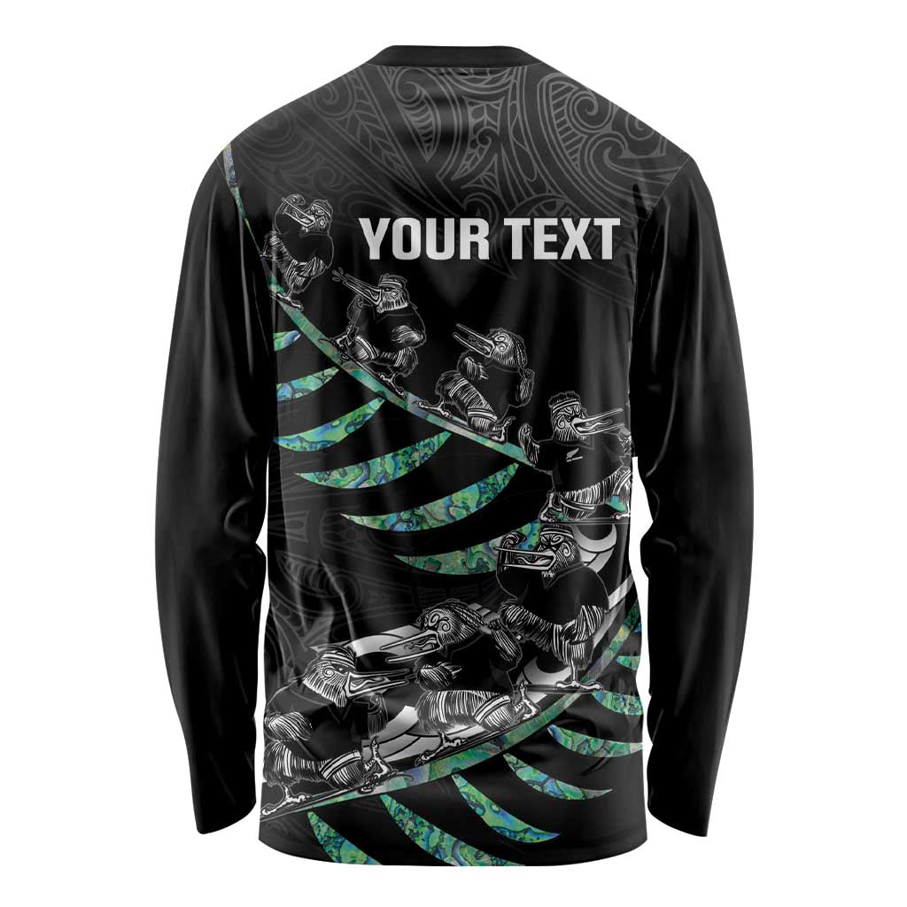 Custom New Zealand Silver Fern Rugby Long Sleeve Shirt Aotearoa Kiwi Maori Pattern - Vibe Hoodie Shop