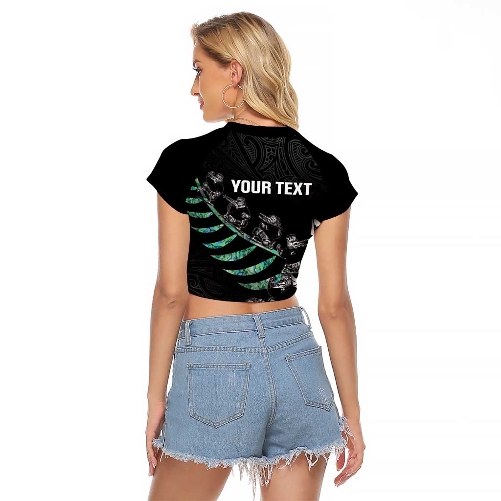 Custom New Zealand Silver Fern Rugby Raglan Cropped T Shirt Aotearoa Kiwi Maori Pattern - Vibe Hoodie Shop