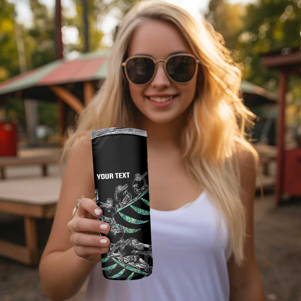 Custom New Zealand Silver Fern Rugby Skinny Tumbler Aotearoa Kiwi Maori Pattern