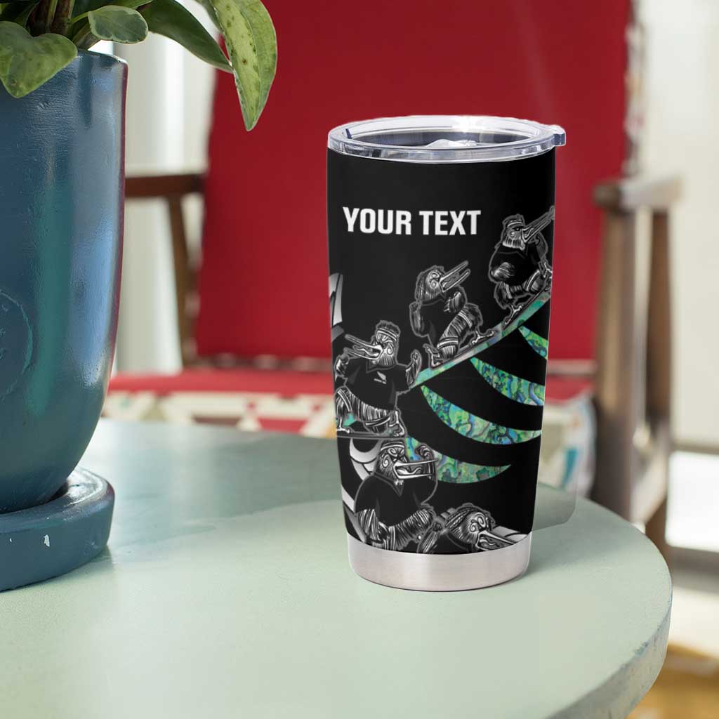 Custom New Zealand Silver Fern Rugby Tumbler Cup Aotearoa Kiwi Maori Pattern
