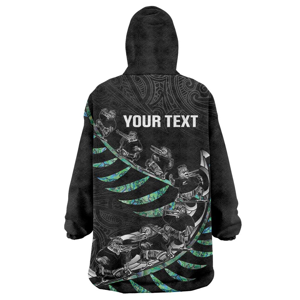 Custom New Zealand Silver Fern Rugby Wearable Blanket Hoodie Aotearoa Kiwi Maori Pattern - Vibe Hoodie Shop