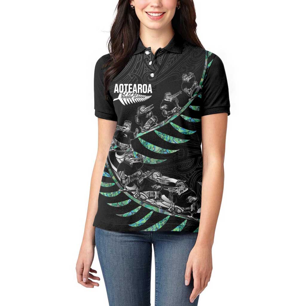 Custom New Zealand Silver Fern Rugby Women Polo Shirt Aotearoa Kiwi Maori Pattern - Vibe Hoodie Shop