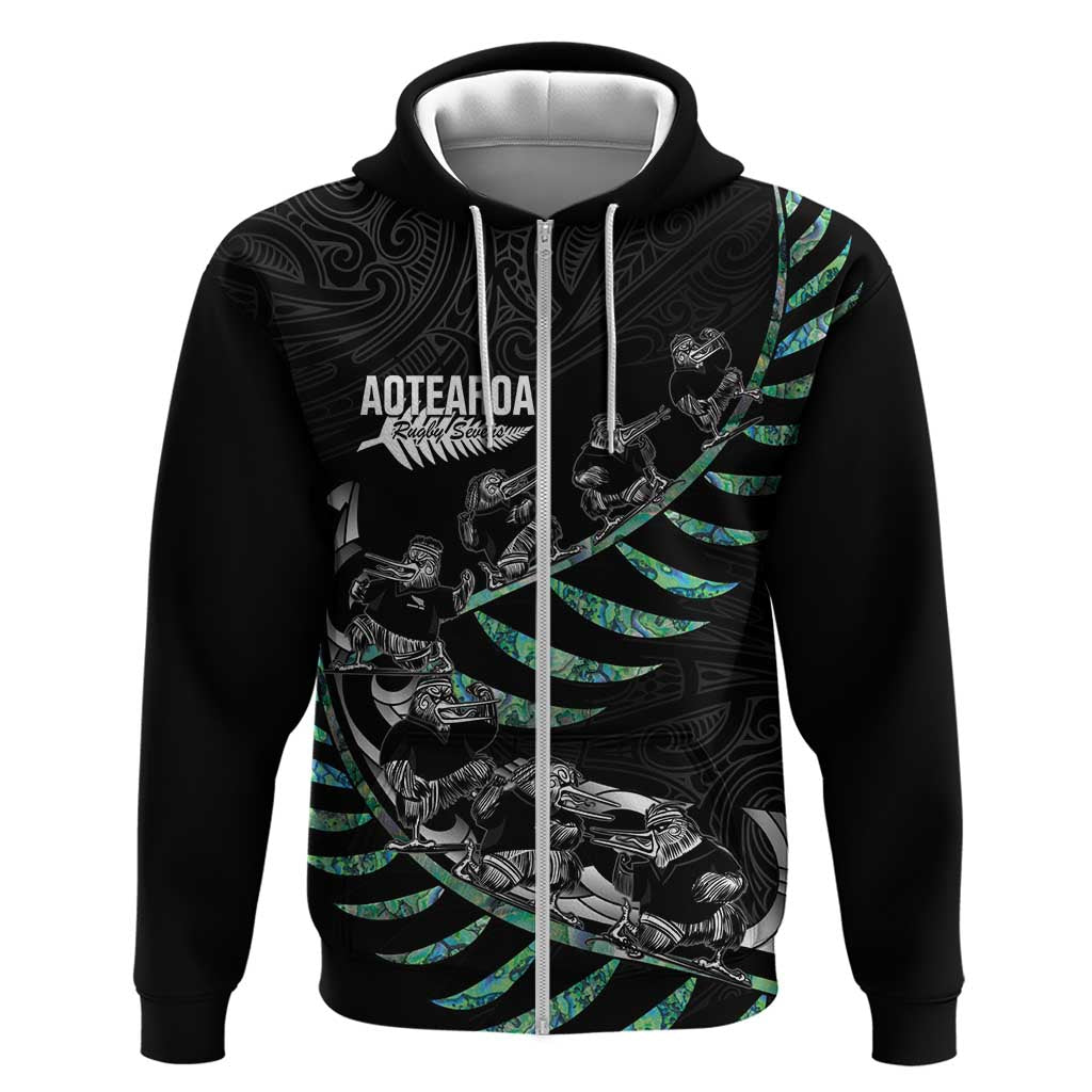 Custom New Zealand Silver Fern Rugby Zip Hoodie Aotearoa Kiwi Maori Pattern - Vibe Hoodie Shop