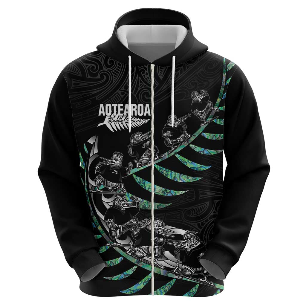 Custom New Zealand Silver Fern Rugby Zip Hoodie Aotearoa Kiwi Maori Pattern - Vibe Hoodie Shop