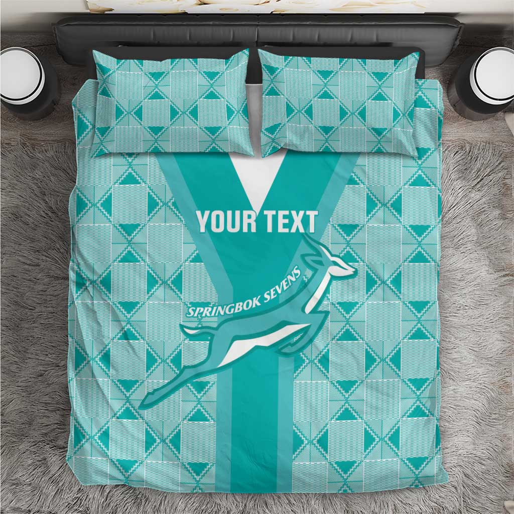 Custom South Africa Rugby Bedding Set Go Champions Springboks - Teal Version - Vibe Hoodie Shop