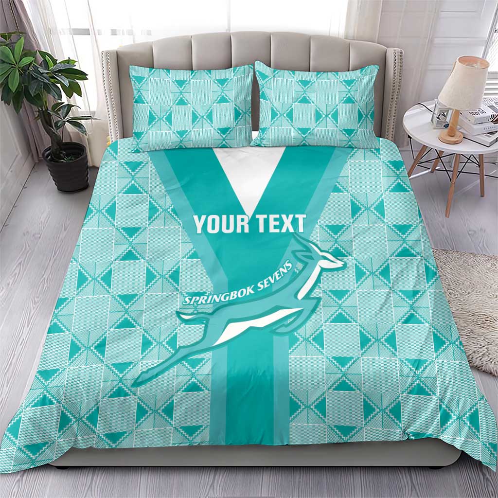 Custom South Africa Rugby Bedding Set Go Champions Springboks - Teal Version - Vibe Hoodie Shop